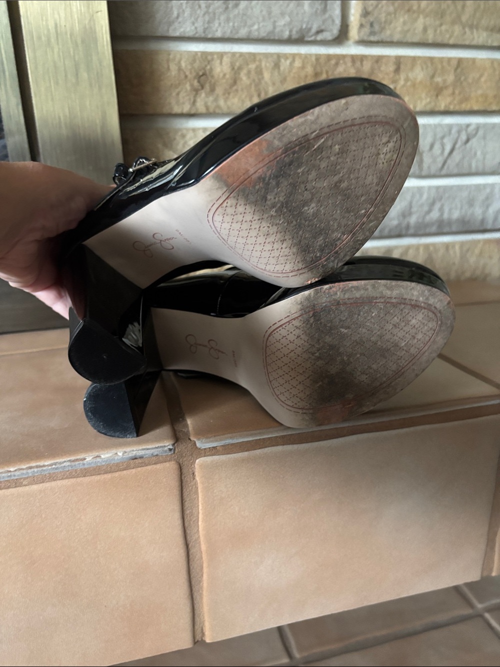 Jessica Simpson JP-Erimma Black Patent Platform Mary Janes - Size 8M - Picture 9 of 12